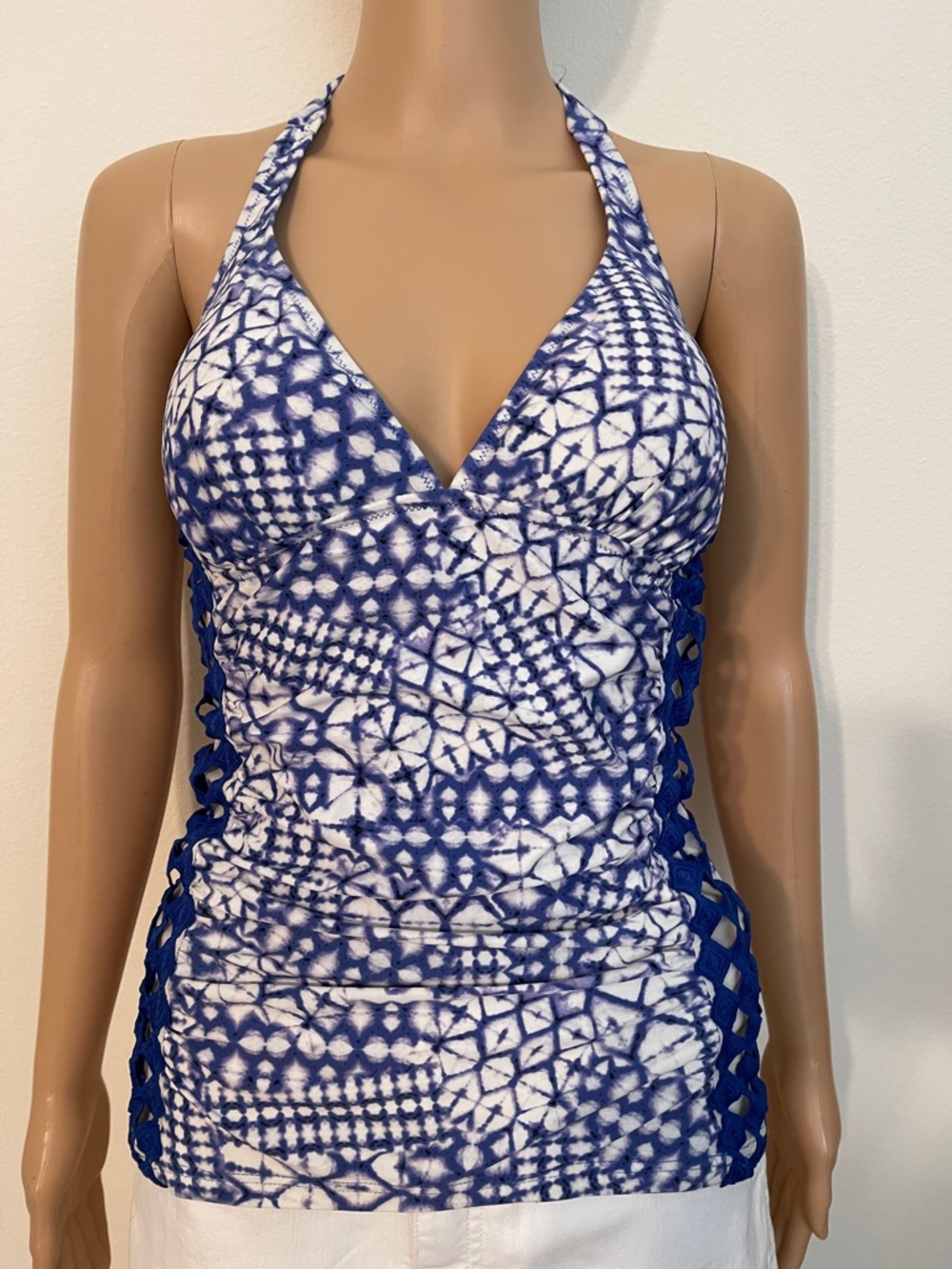 Profile By Gottex Tankini Swim Top Blue & White